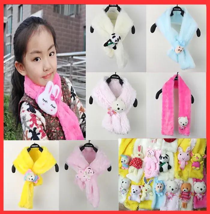 Children's Faux Fur Cartoon Scarf 2022 Winter