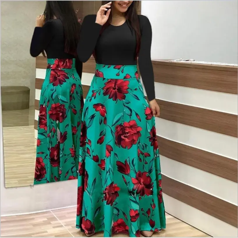 Women's Black Polka Dot Long Sleeve Maxi Dress - Image 11