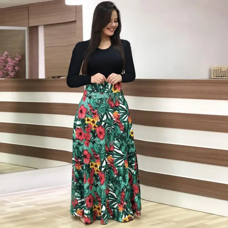 Women's Black Polka Dot Long Sleeve Maxi Dress - Image 13