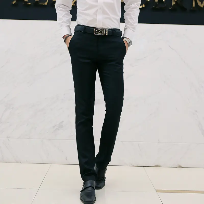Men's Black Straight Fit Slim Jeans Summer Casual Pants - Image 7