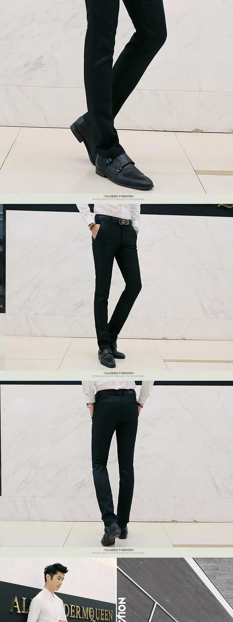 Men's Black Straight Fit Slim Jeans Summer Casual Pants — feature 2