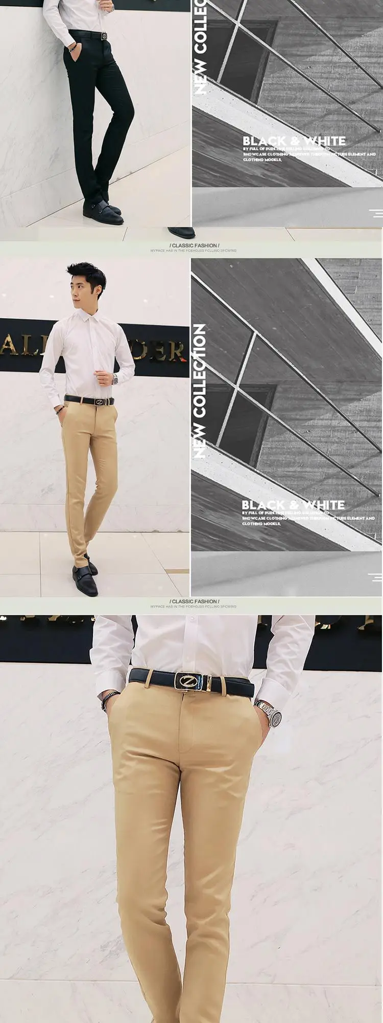 Men's Black Straight Fit Slim Jeans Summer Casual Pants — feature 3