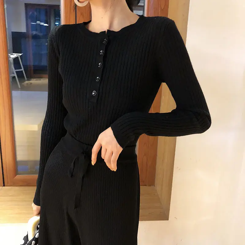 Black Long Sleeve Knit Shirt for Women Winter - Image 7
