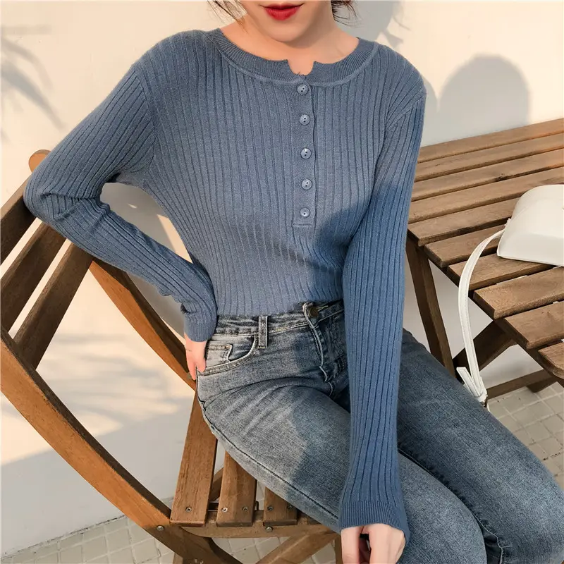 Black Long Sleeve Knit Shirt for Women Winter — feature 11