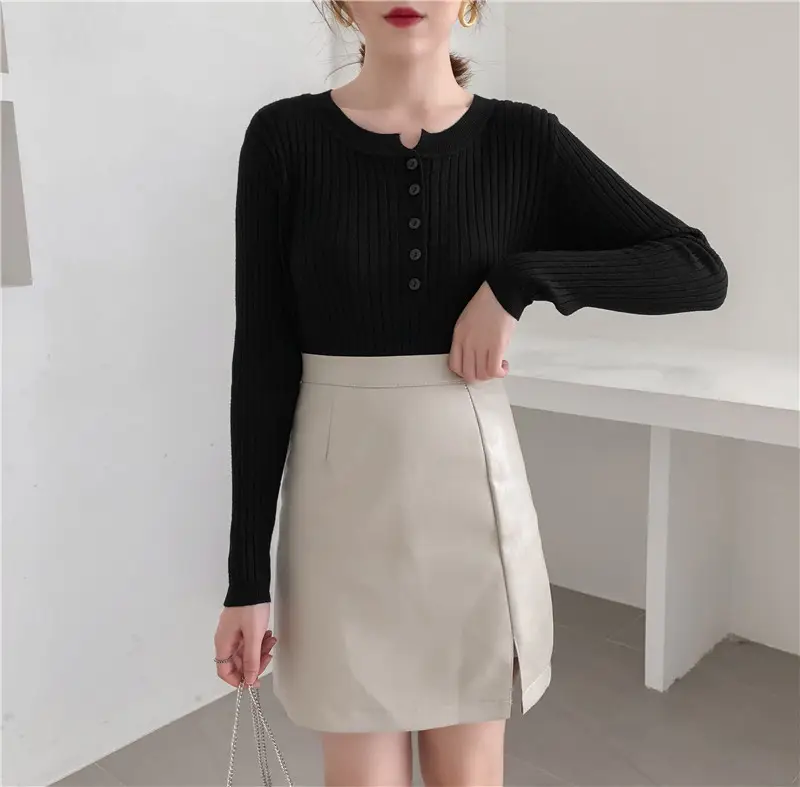 Black Long Sleeve Knit Shirt for Women Winter — feature 20