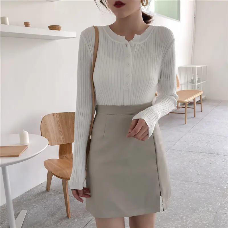 Black Long Sleeve Knit Shirt for Women Winter — feature 22