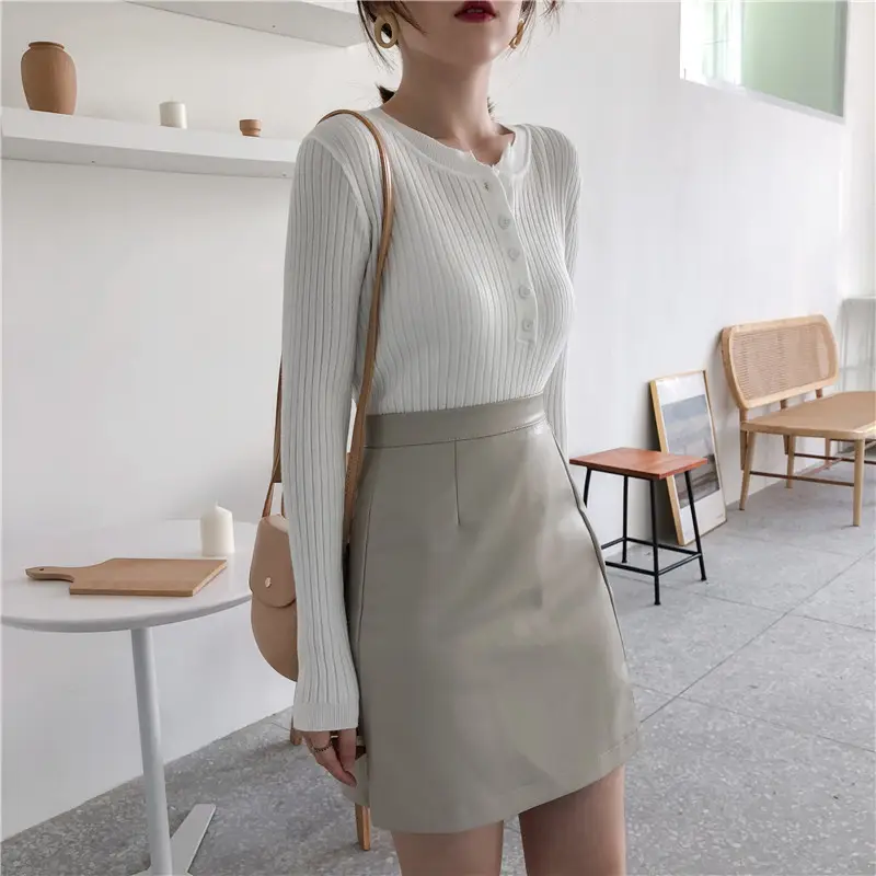 Black Long Sleeve Knit Shirt for Women Winter — feature 9
