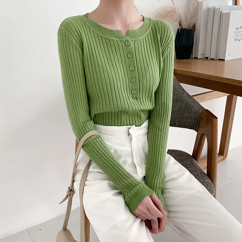 Black Long Sleeve Knit Shirt for Women Winter - Image 2