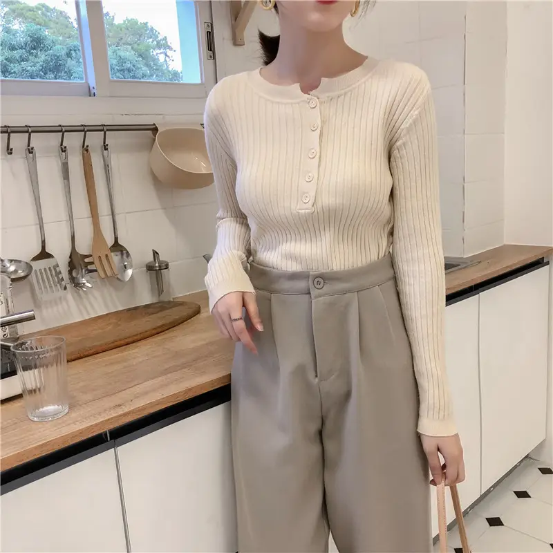 Black Long Sleeve Knit Shirt for Women Winter - Image 3