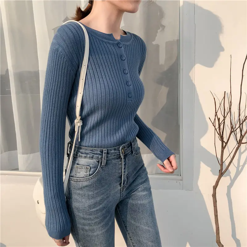 Black Long Sleeve Knit Shirt for Women Winter - Image 4