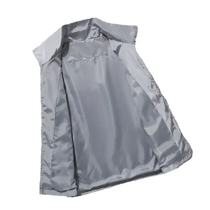 White Windproof Zipper Jacket for Men with Logo Print - Image 11