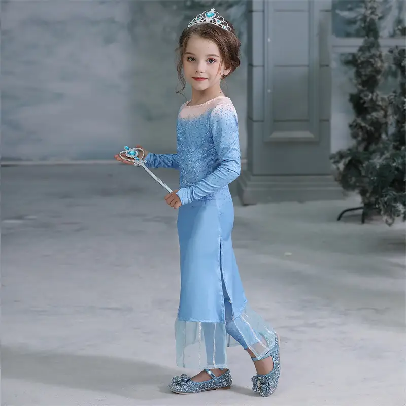 Blue Frozen Princess Dress for Girls One Piece Delivery - Image 3