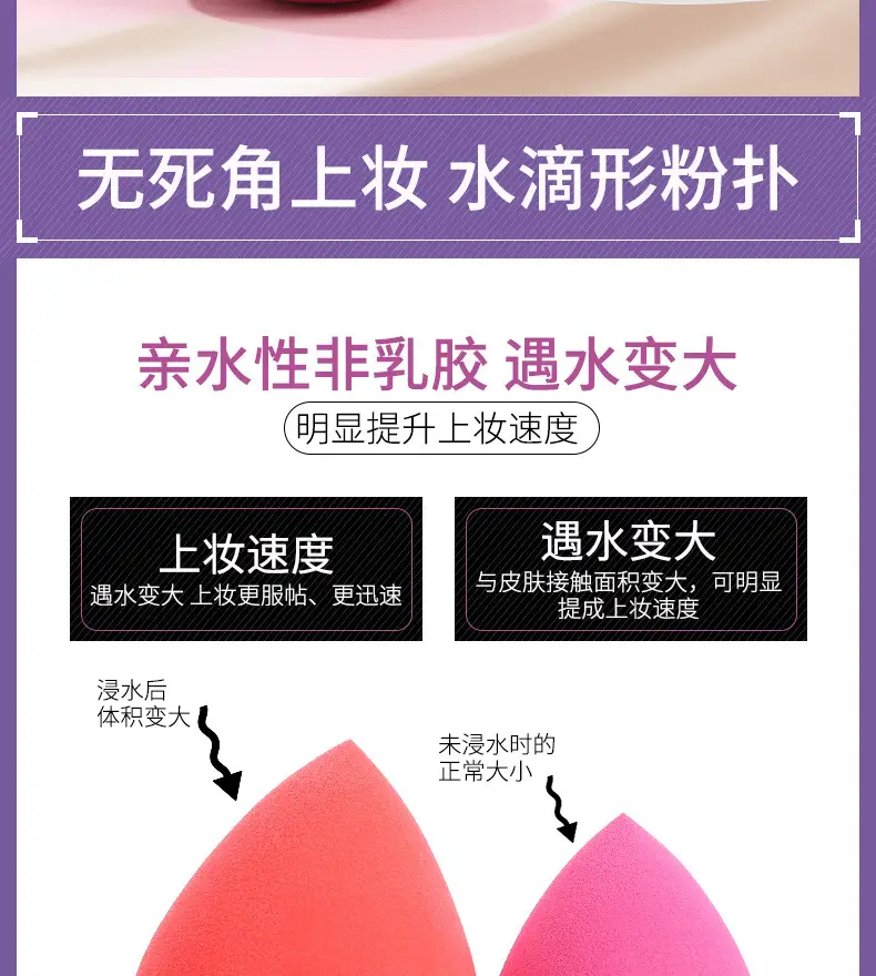 Colorful Hydrophilic Makeup Puff Set for Blending & Contouring — feature 2