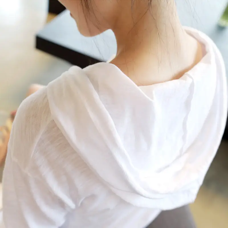 Women Long Sleeve Button T-Shirt White Cotton Loose