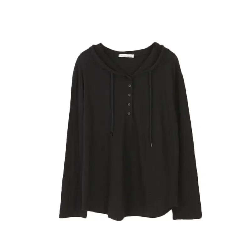 Women Long Sleeve Button T-Shirt White Cotton Loose
