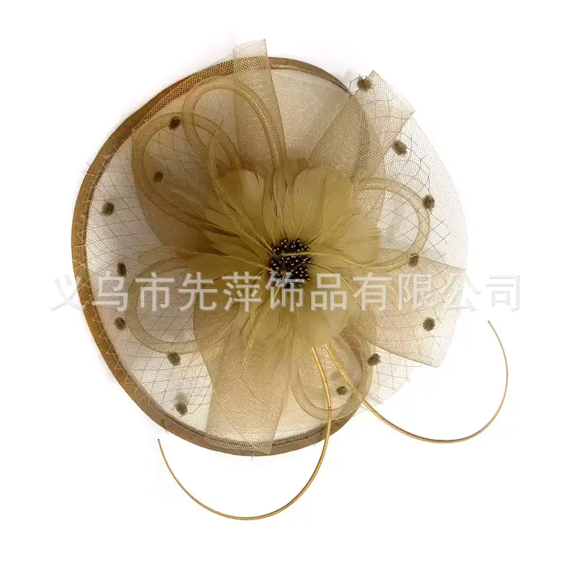 Green Feathered Mesh Hair Hat for Women - Image 12