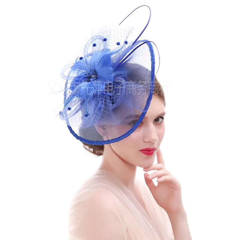 Green Feathered Mesh Hair Hat for Women - Image 5