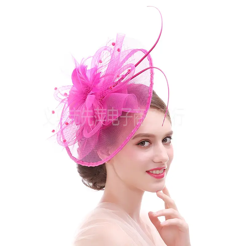Green Feathered Mesh Hair Hat for Women - Image 9