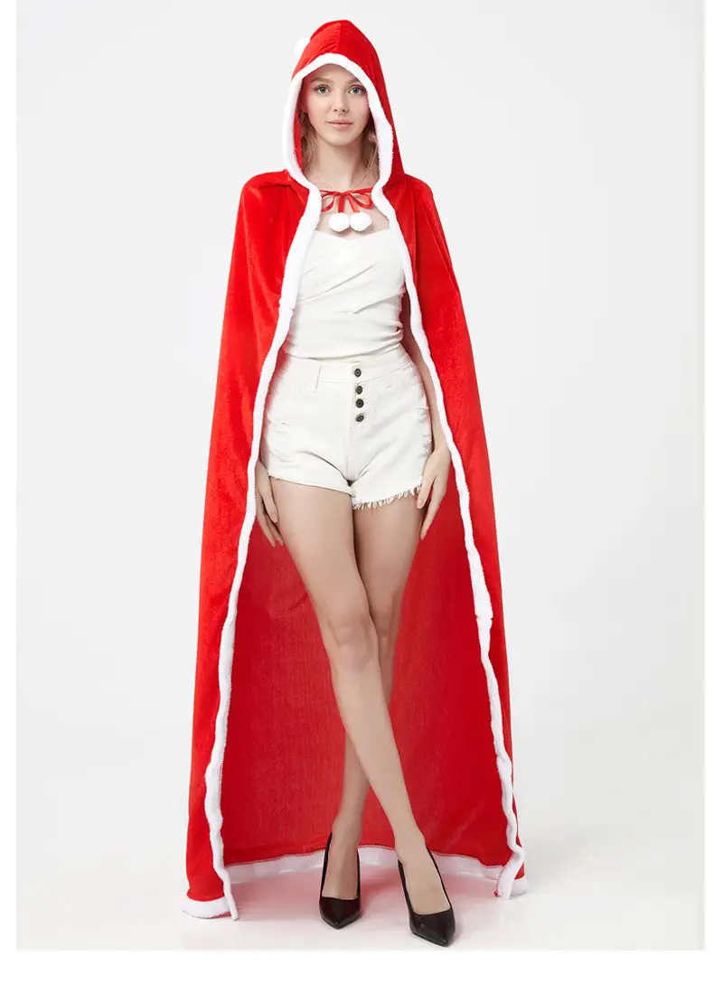 Red Little Red Riding Hood Christmas Cloak Party Costume — feature 4
