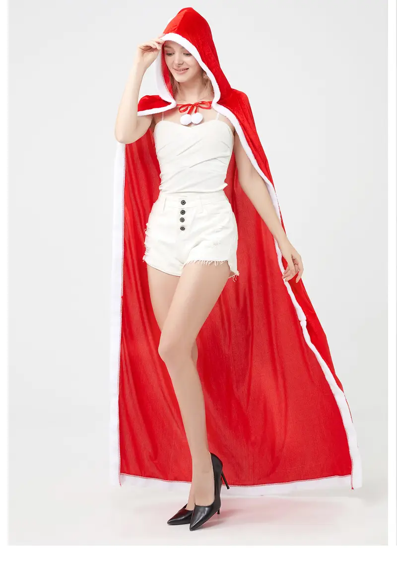 Red Little Red Riding Hood Christmas Cloak Party Costume — feature 6