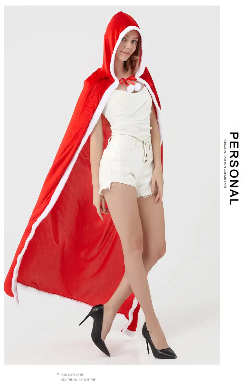 Red Little Red Riding Hood Christmas Cloak Party Costume — feature 7