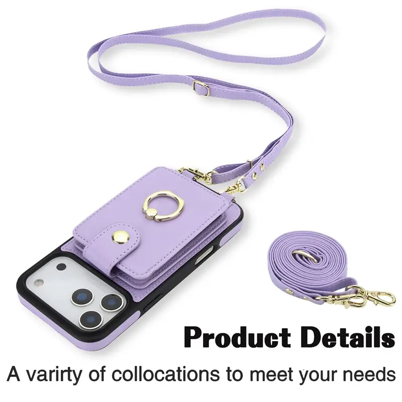 iPhone 17 Pro Max Crossbody Phone Leather Case 8 Colors - Image 12