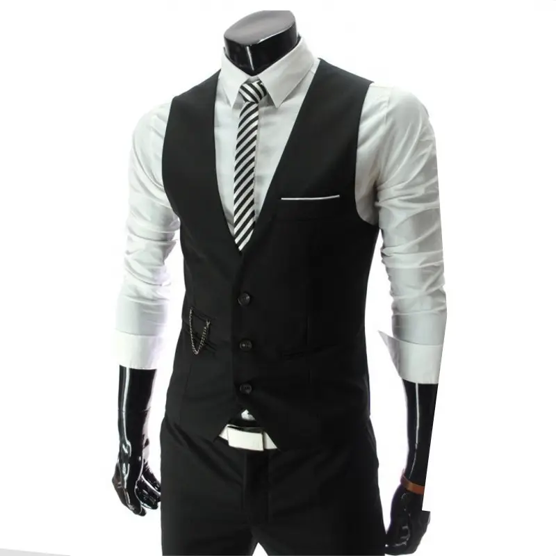 Maroon British Style Slim Fit Vest for Men