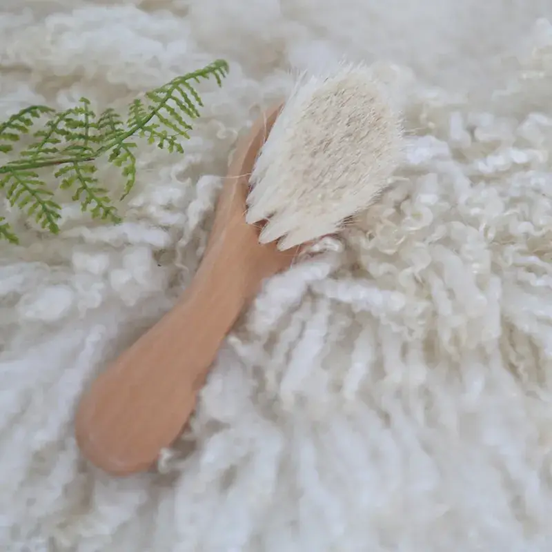 Wooden Baby Toothbrush for Newborns Natural Wool
