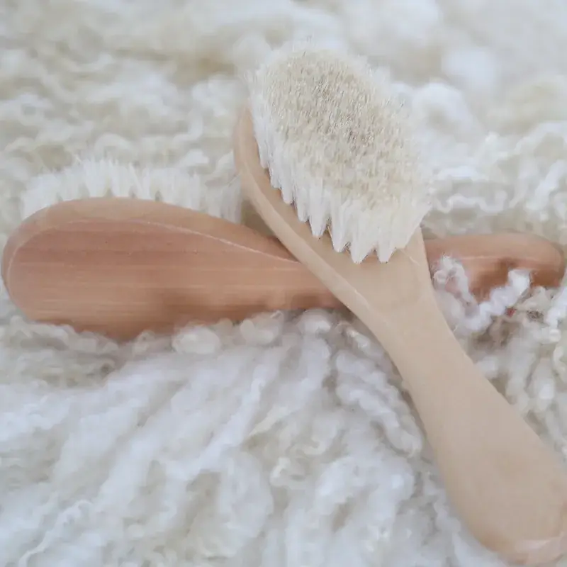 Wooden Baby Toothbrush for Newborns Natural Wool