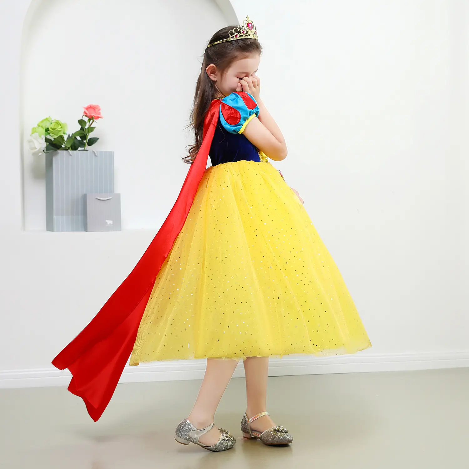 Girls Princess Dress Yellow Skirted Party Wear - Image 6