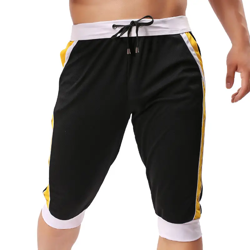 Men Korean Casual Beach Pants White Red Black Crop - Image 5