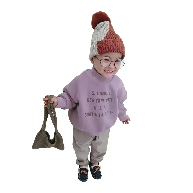 Brown Fleece Lined Sweater for Boys Girls Winter - Image 5