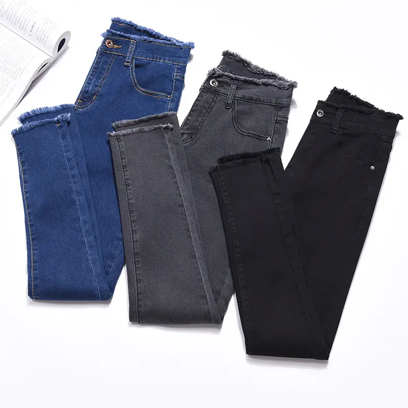 Women Fleece Slimming Jeans Black Blue High Waist