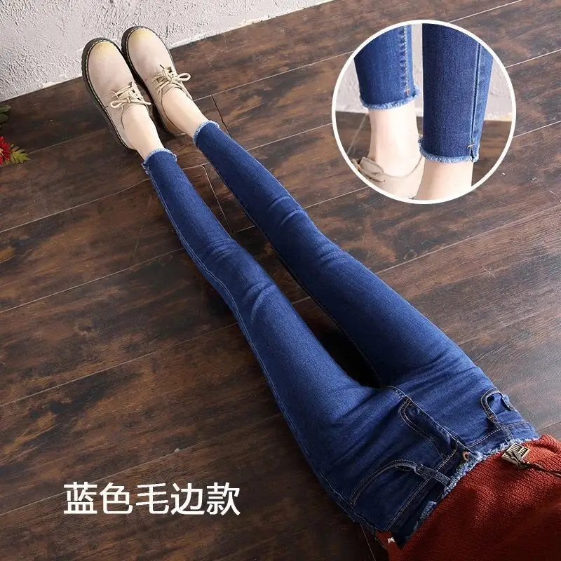 Women Fleece Slimming Jeans Black Blue High Waist