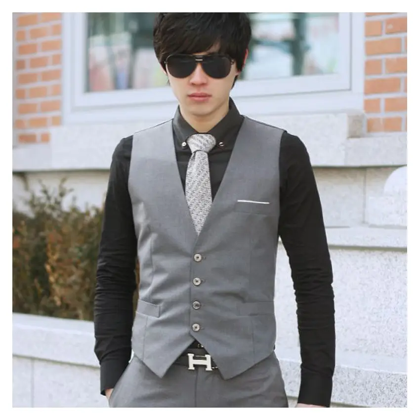Men's Slim Fit Red Vest Four Button Workwear Vest - Image 15