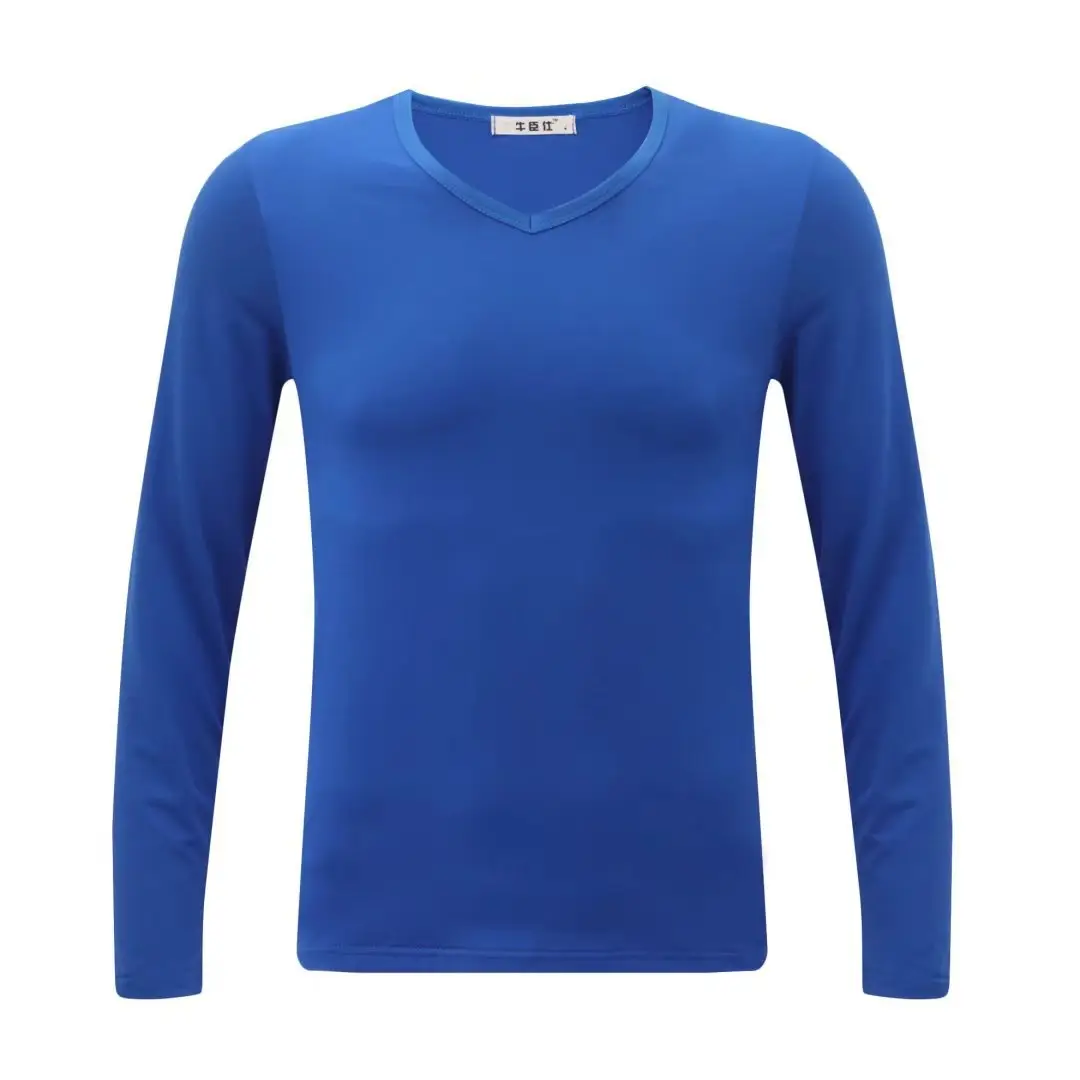 Men's Black Long Sleeve V-Neck T-Shirt - Image 39