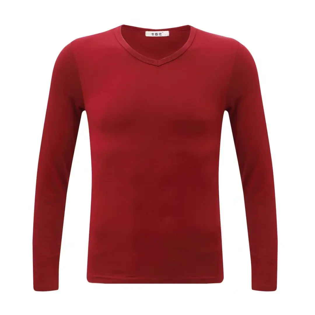 Men's Black Long Sleeve V-Neck T-Shirt - Image 41