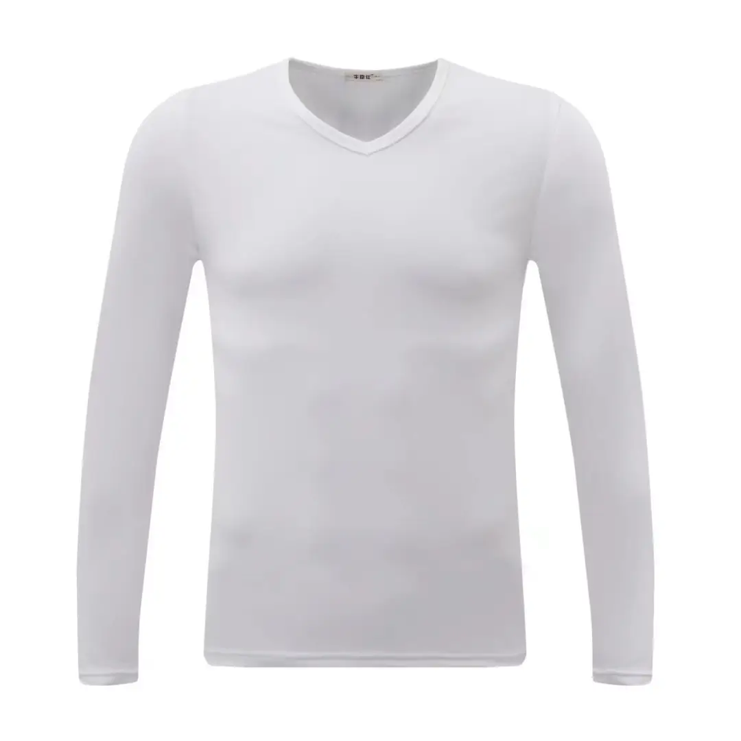 Men's Black Long Sleeve V-Neck T-Shirt - Image 16