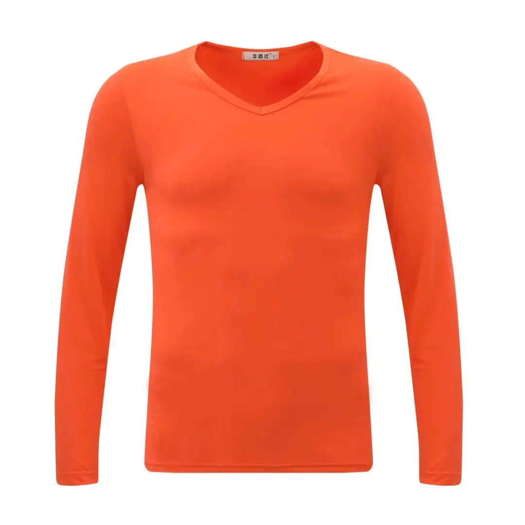Men's Black Long Sleeve V-Neck T-Shirt - Image 18