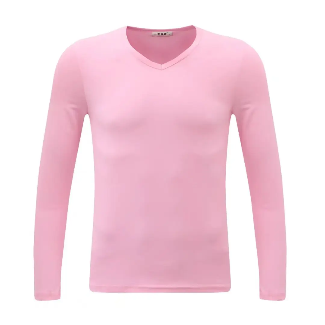 Men's Black Long Sleeve V-Neck T-Shirt - Image 2