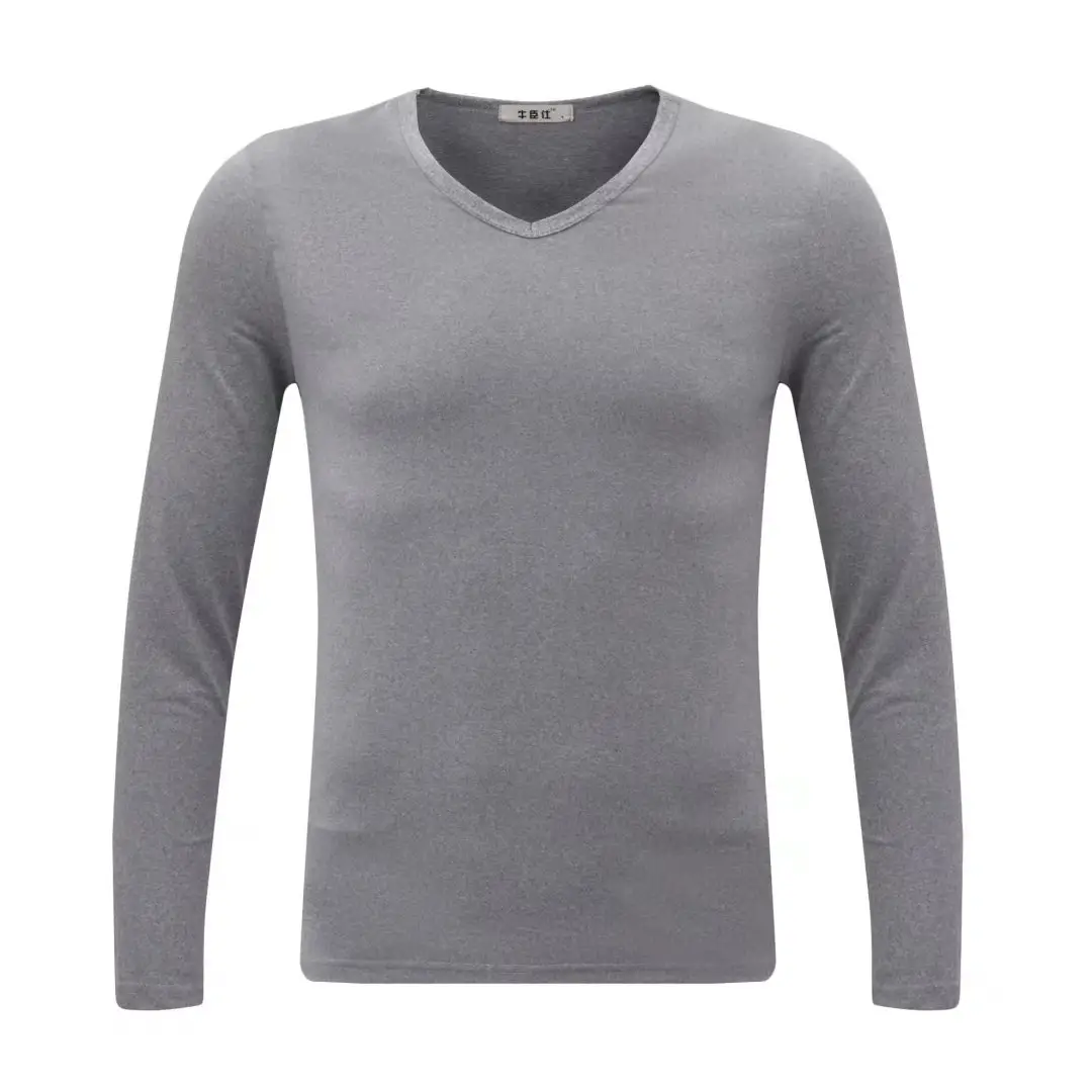 Men's Black Long Sleeve V-Neck T-Shirt - Image 20