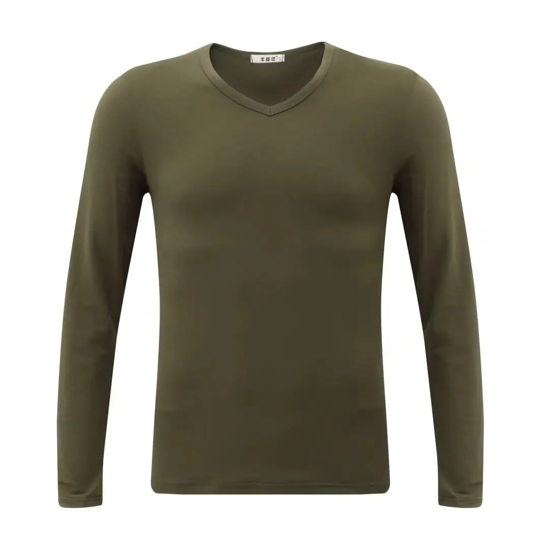 Men's Black Long Sleeve V-Neck T-Shirt - Image 27