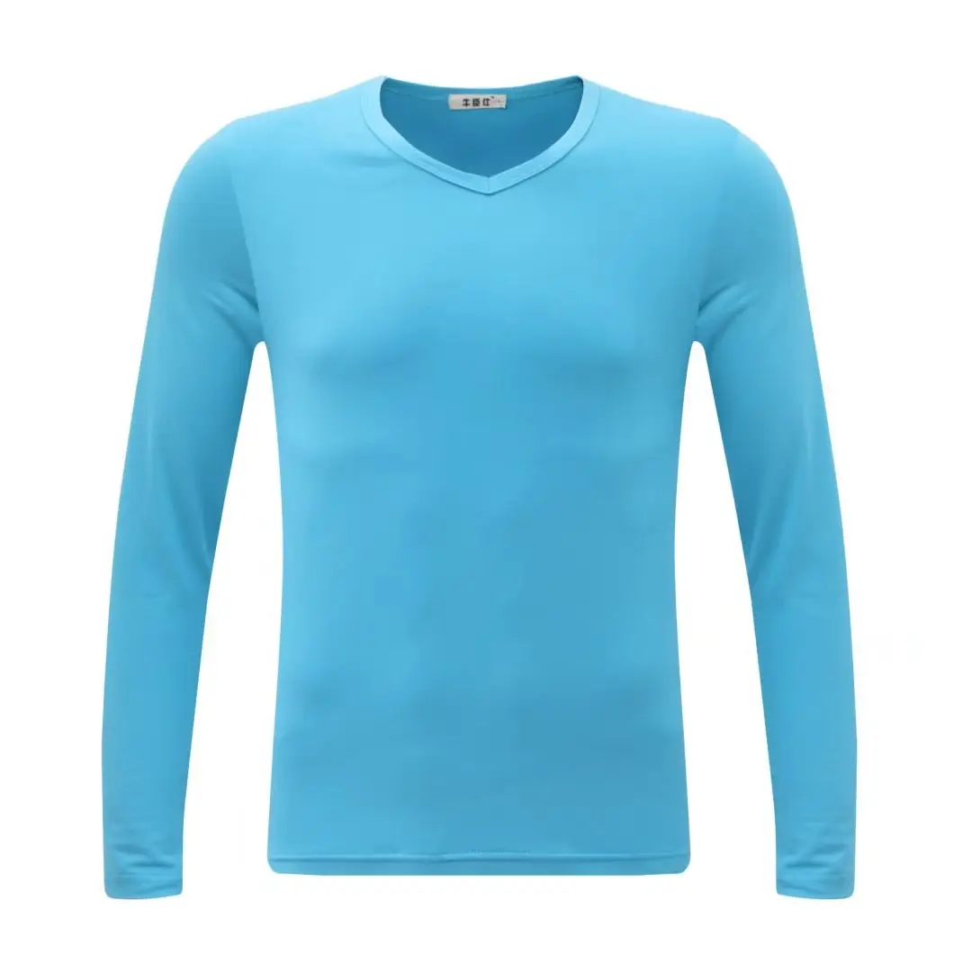 Men's Black Long Sleeve V-Neck T-Shirt - Image 3