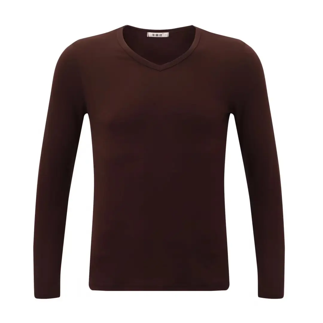 Men's Black Long Sleeve V-Neck T-Shirt - Image 31