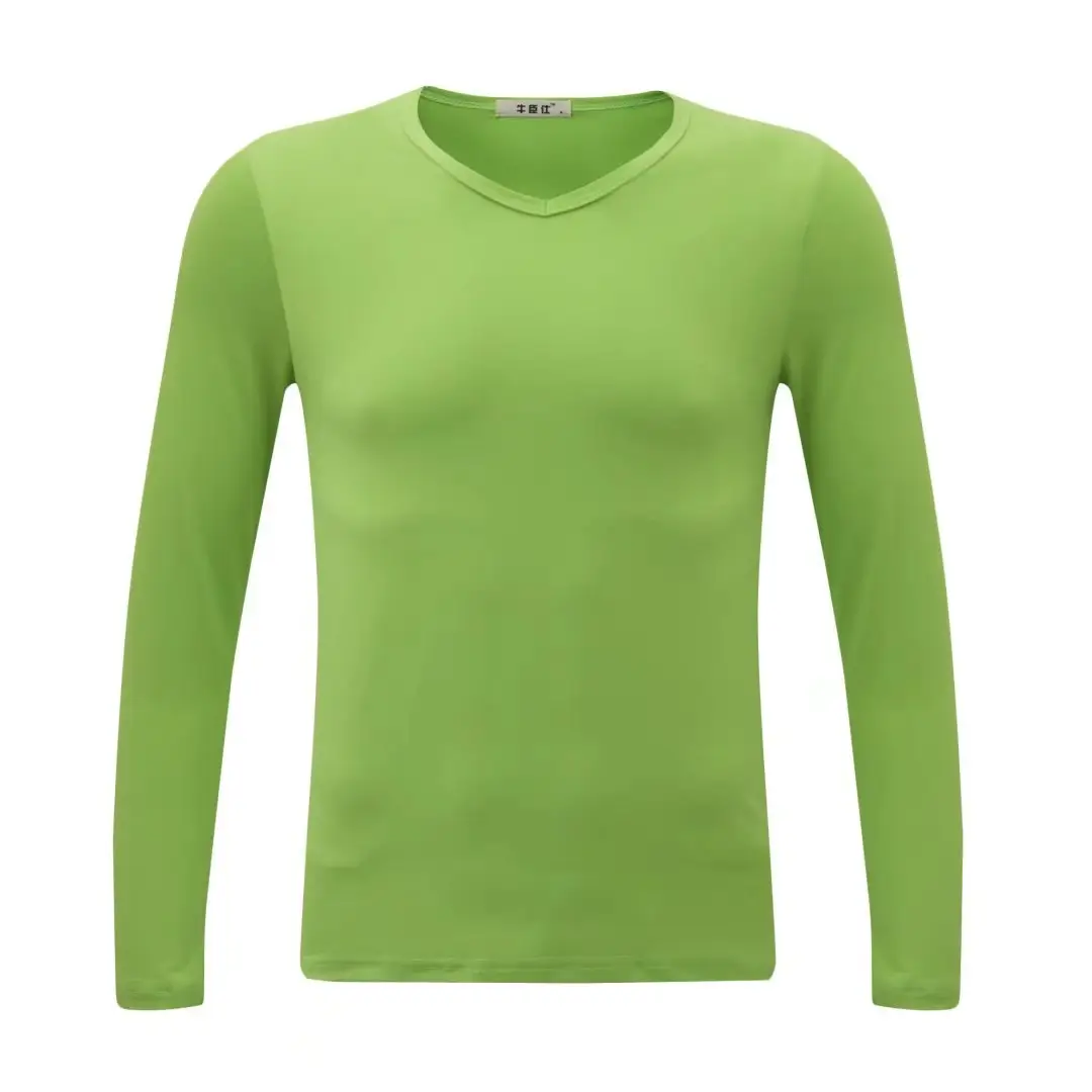 Men's Black Long Sleeve V-Neck T-Shirt - Image 36