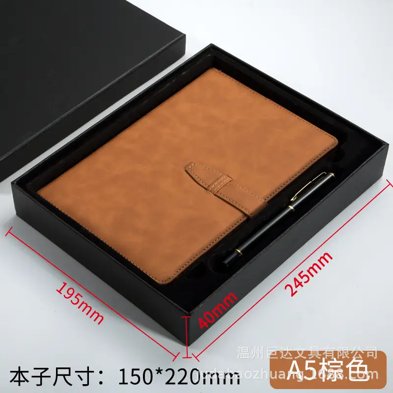 A5 Leather Diary with Buckle & Pen - Image 10
