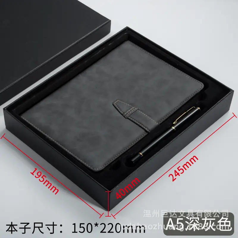 A5 Leather Diary with Buckle & Pen - Image 13