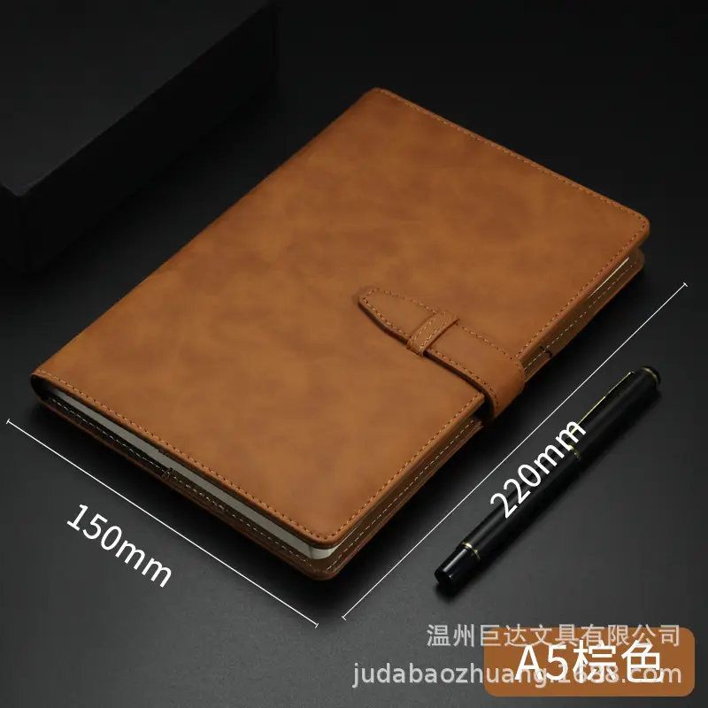 A5 Leather Diary with Buckle & Pen - Image 6