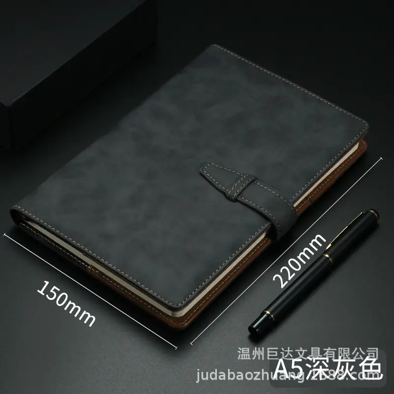 A5 Leather Diary with Buckle & Pen - Image 8