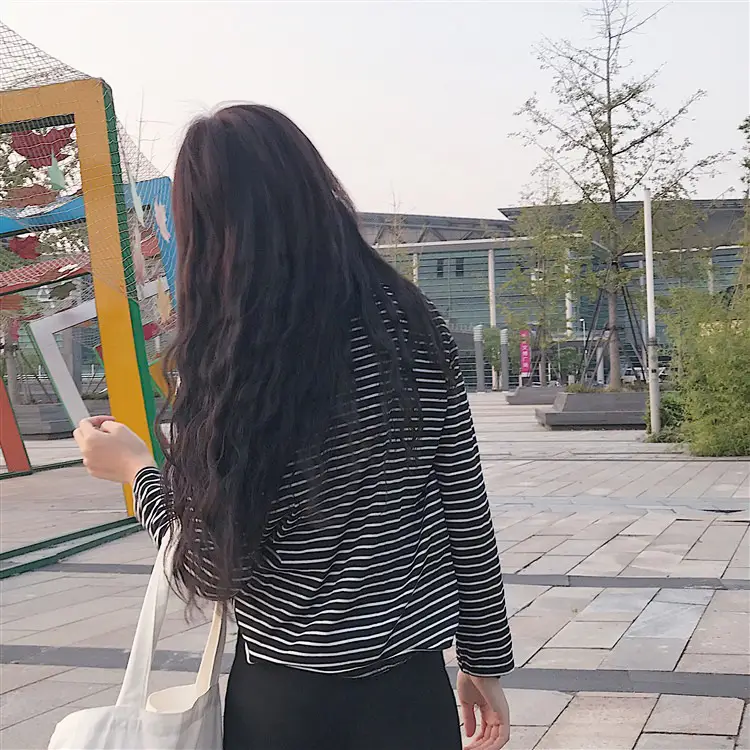 Women Korean Slim Fit Striped Turtleneck Top — feature 14